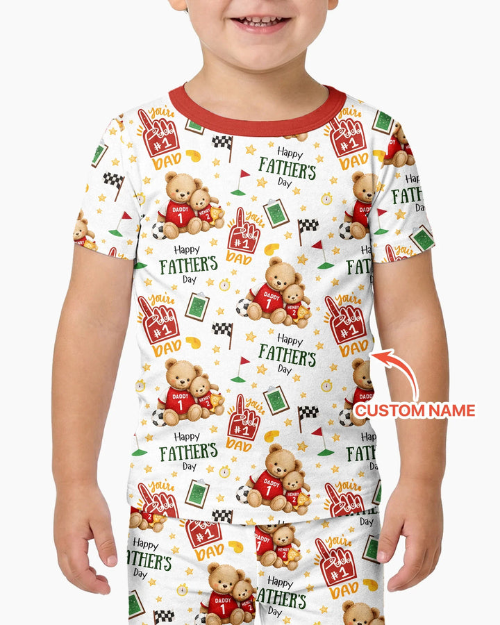 You're #1 Dad Daddy & Me Matching Bamboo Two Piece Short Sleeve Pajama Set