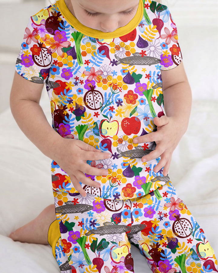Happy Rosh Hashanah Bamboo Two Piece Short Sleeve Pajama Set