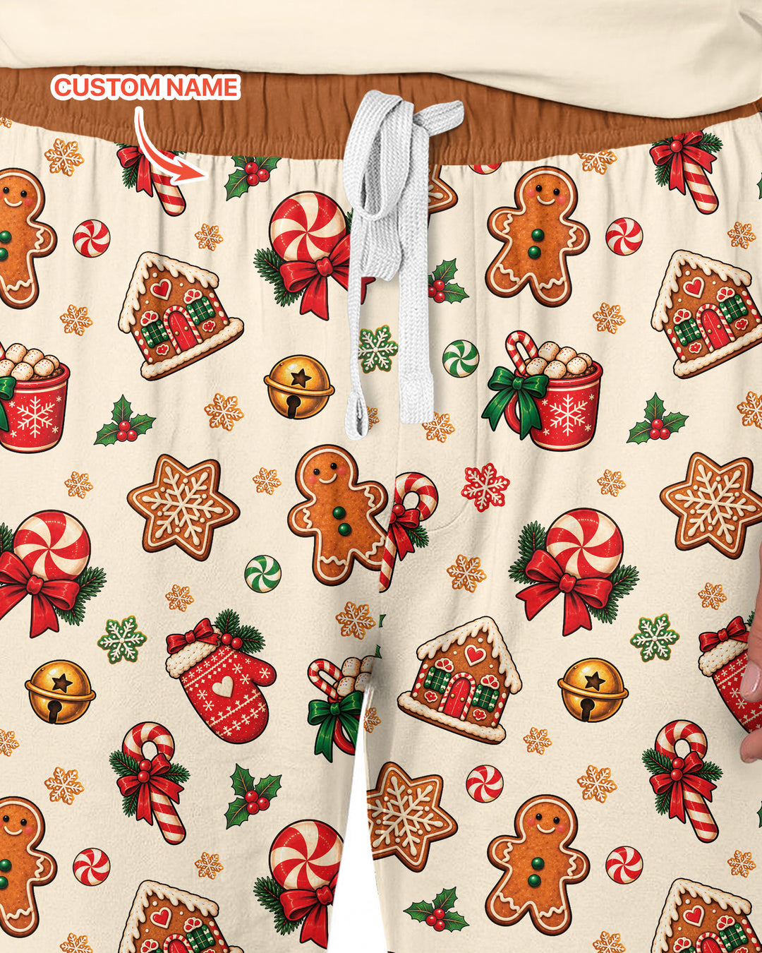 Custom Name Gingerbread The Bow Bamboo Men's Pajama Set