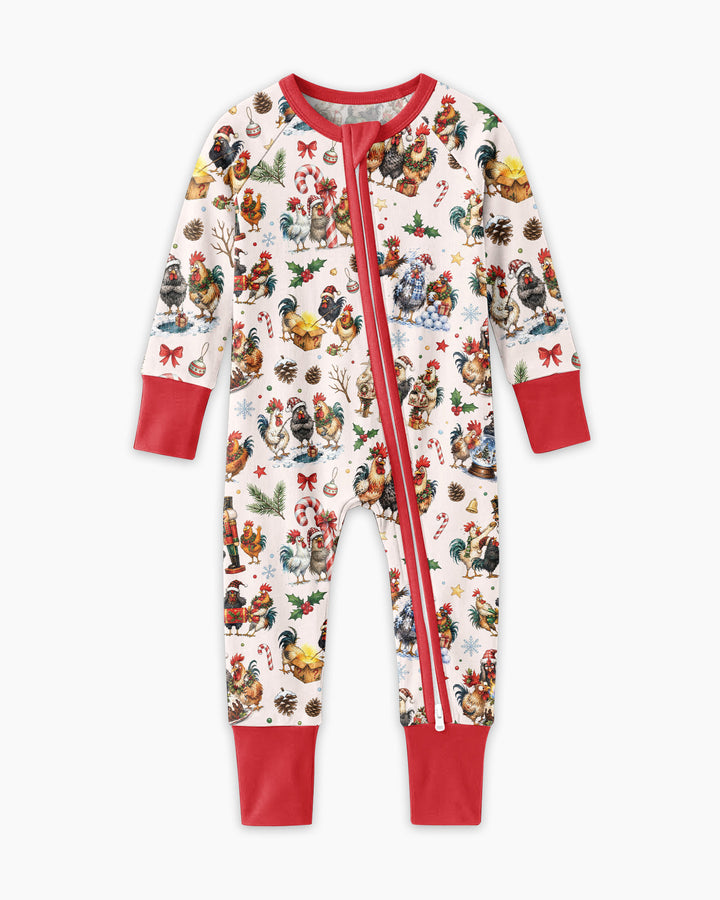 Funny Roosters On Christmas Bamboo Convertible Zippy
