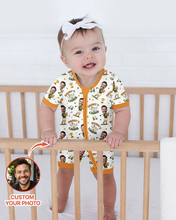 Custom Photo Daddy's Little Caddie Daddy & Me Matching Bamboo Shorty Zippy