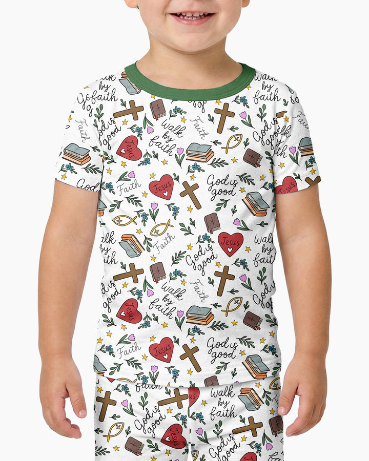 Conjunto de pijama de dos piezas de manga corta de bambú