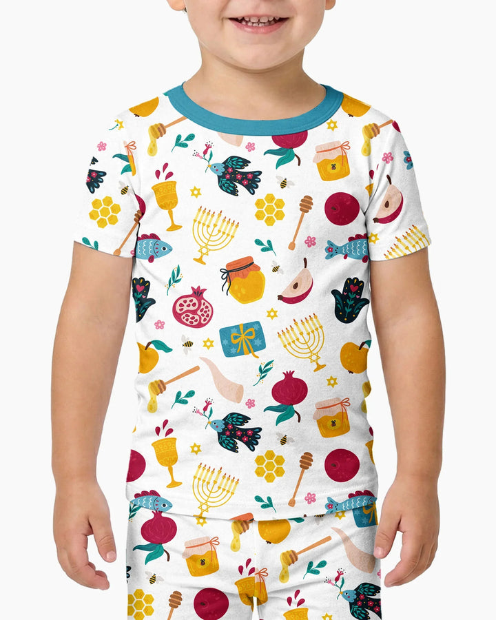 Shanah Tovah Party Bamboo Two Piece Short Sleeve Pajama Set