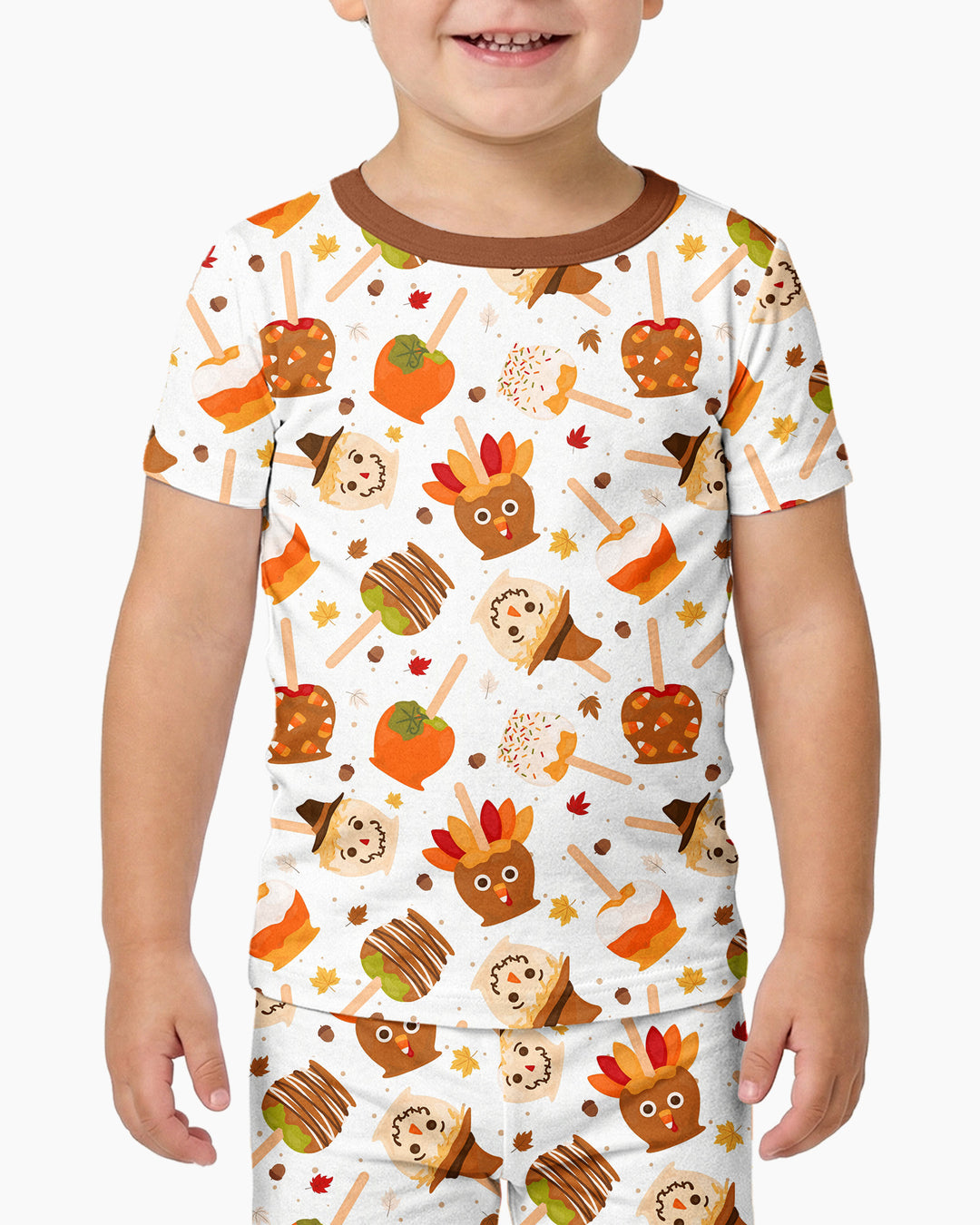 Fall Caramel Apple Family Matching Bamboo Two Piece Short Sleeve Pajama Set