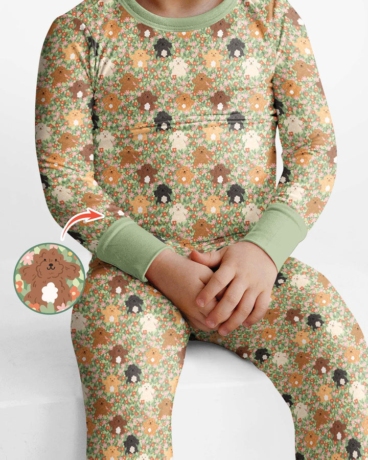 Puppy Garden Family MatchingBamboo Two Piece Long Sleeve Pajama Set