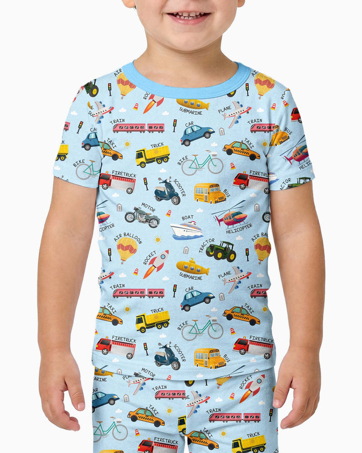 Vehicle Vocabulary Bamboo Two Piece Short Sleeve Pajama Set