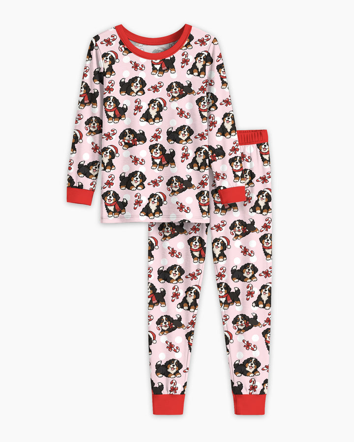 Holiday Bernese Mountain Christmas Dog Bamboo Two Piece Long Sleeve Pajama Set