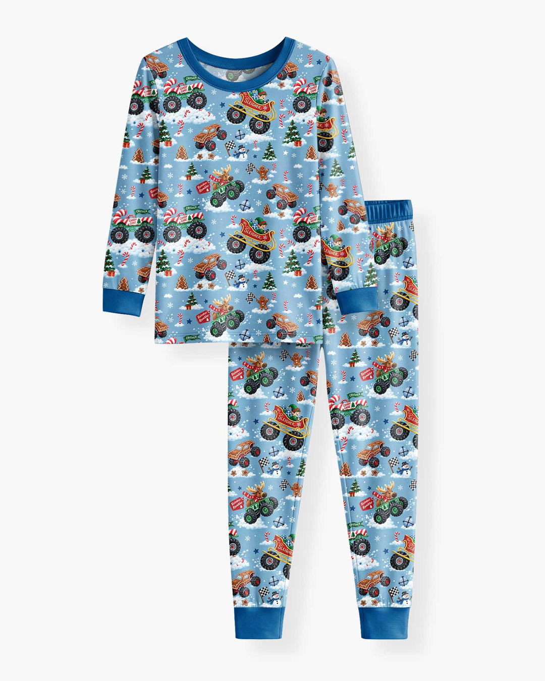 Holiday Monster Truck Bamboo Two Piece Long Sleeve Pajama Set