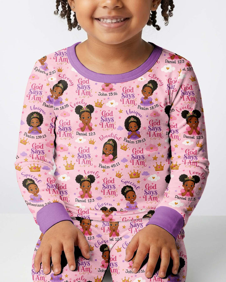 Black Princess God Says I Am Bamboo Two Piece Long Sleeve Pajama Set