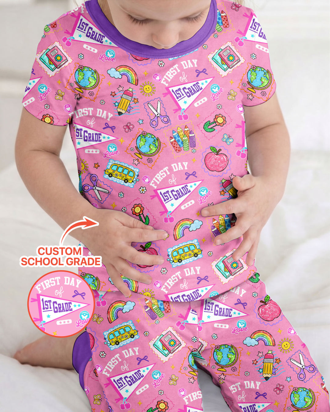 Zweiteiliges, kurzärmliges Pyjama-Set mit Marienkäfern