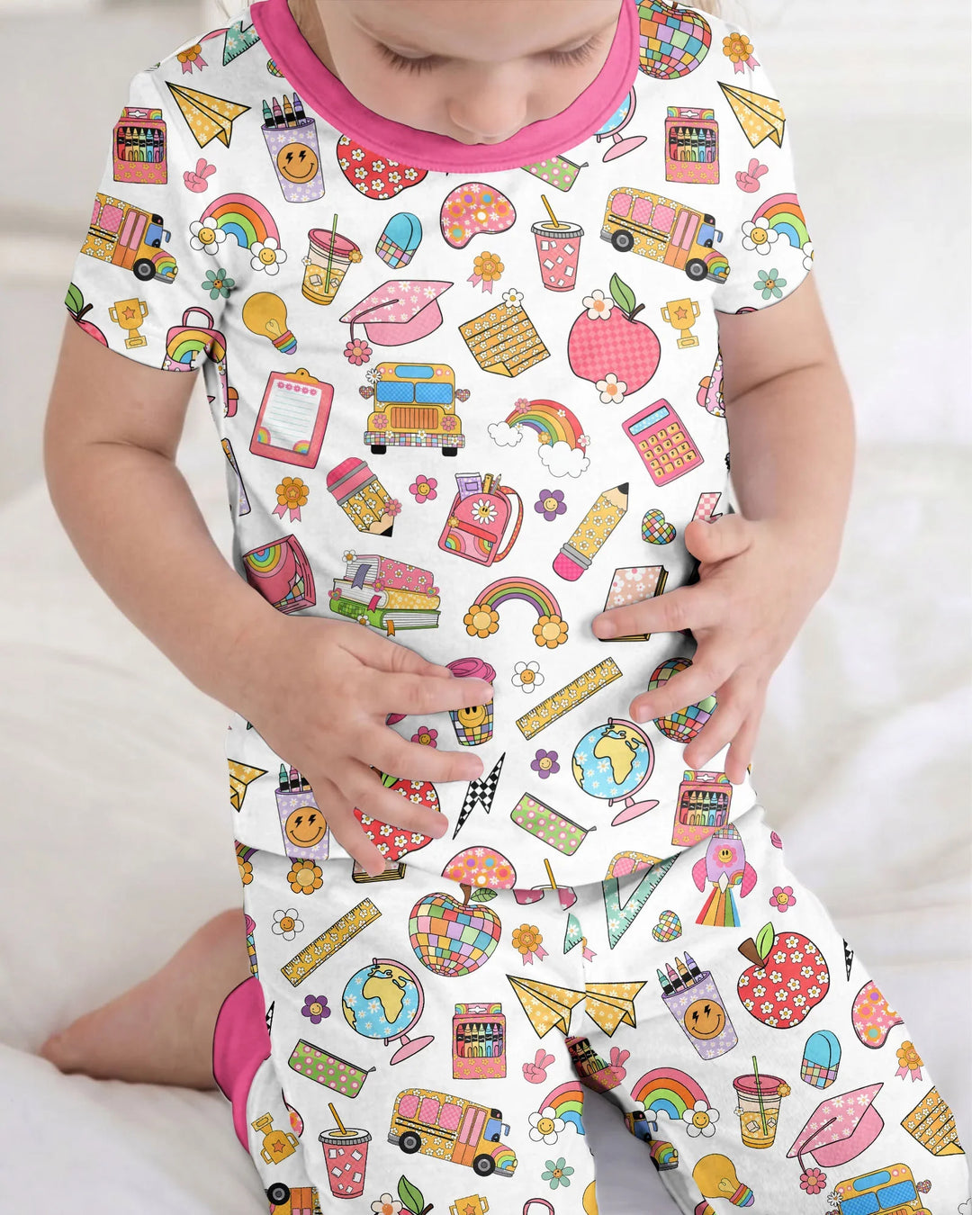 Preppy Back to School Bamboo Two Piece Short Sleeve Pajama Set