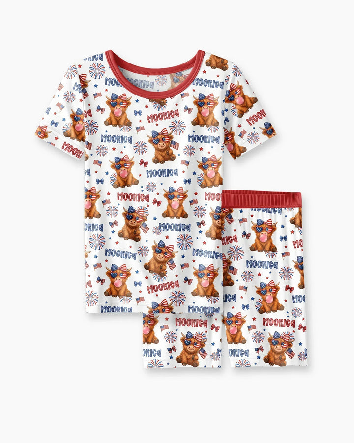 Conjunto de Pijama de Dos Piezas de Bambú con Mangas Cortas y Pantalones Cortos