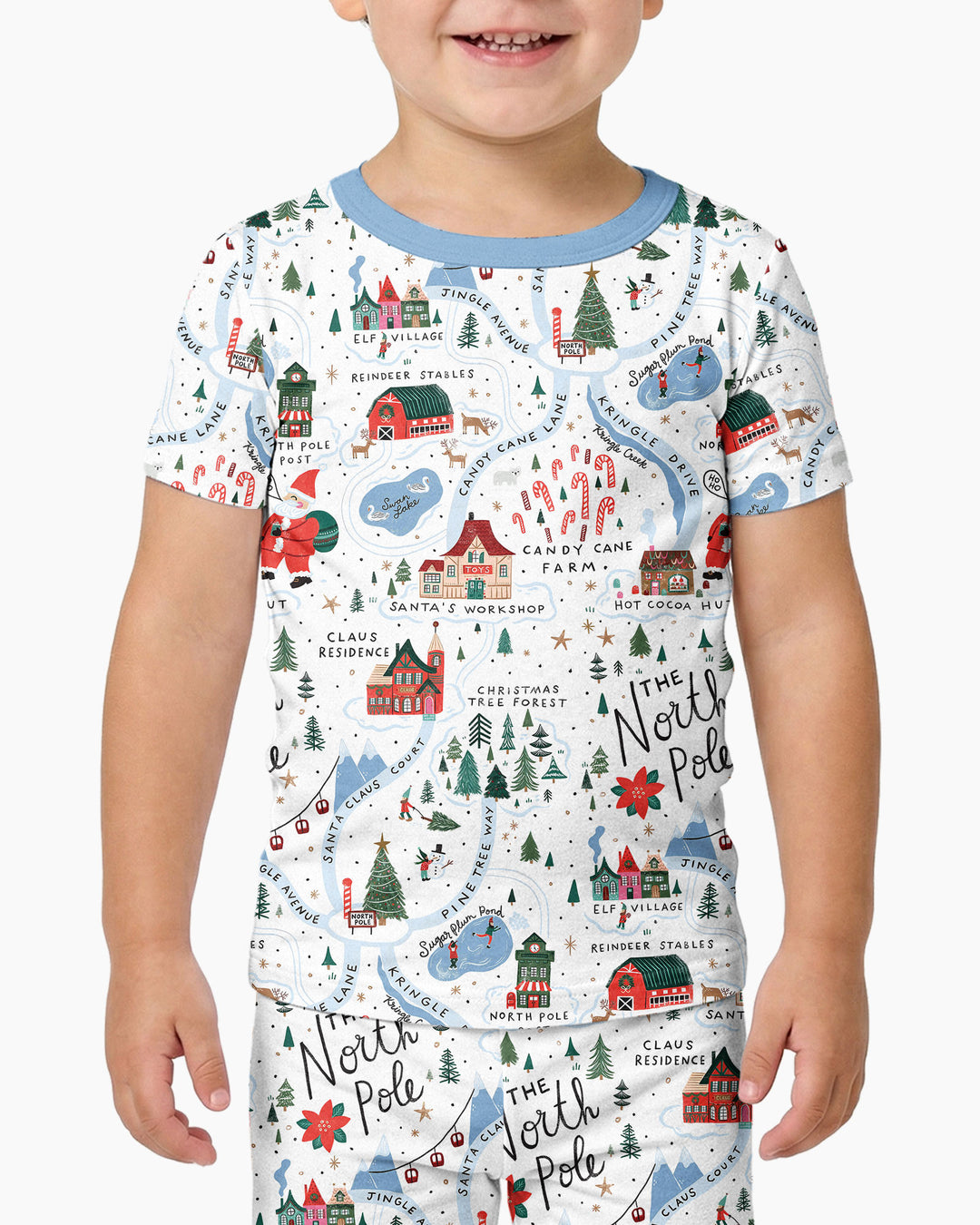 The North Pole Map Bamboo Two Piece Short Sleeve Pajama Set