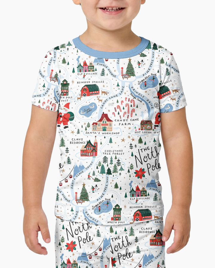 The North Pole Map Bamboo Two Piece Short Sleeve Pajama Set
