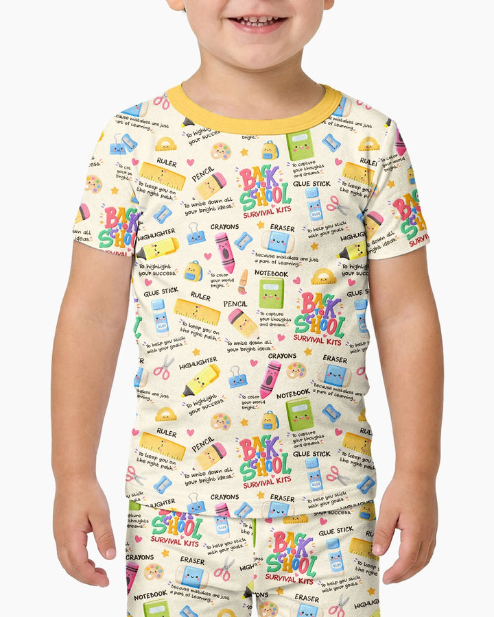 Back To School Survival Kit Bamboo Two Piece Short Sleeve Pajama Set