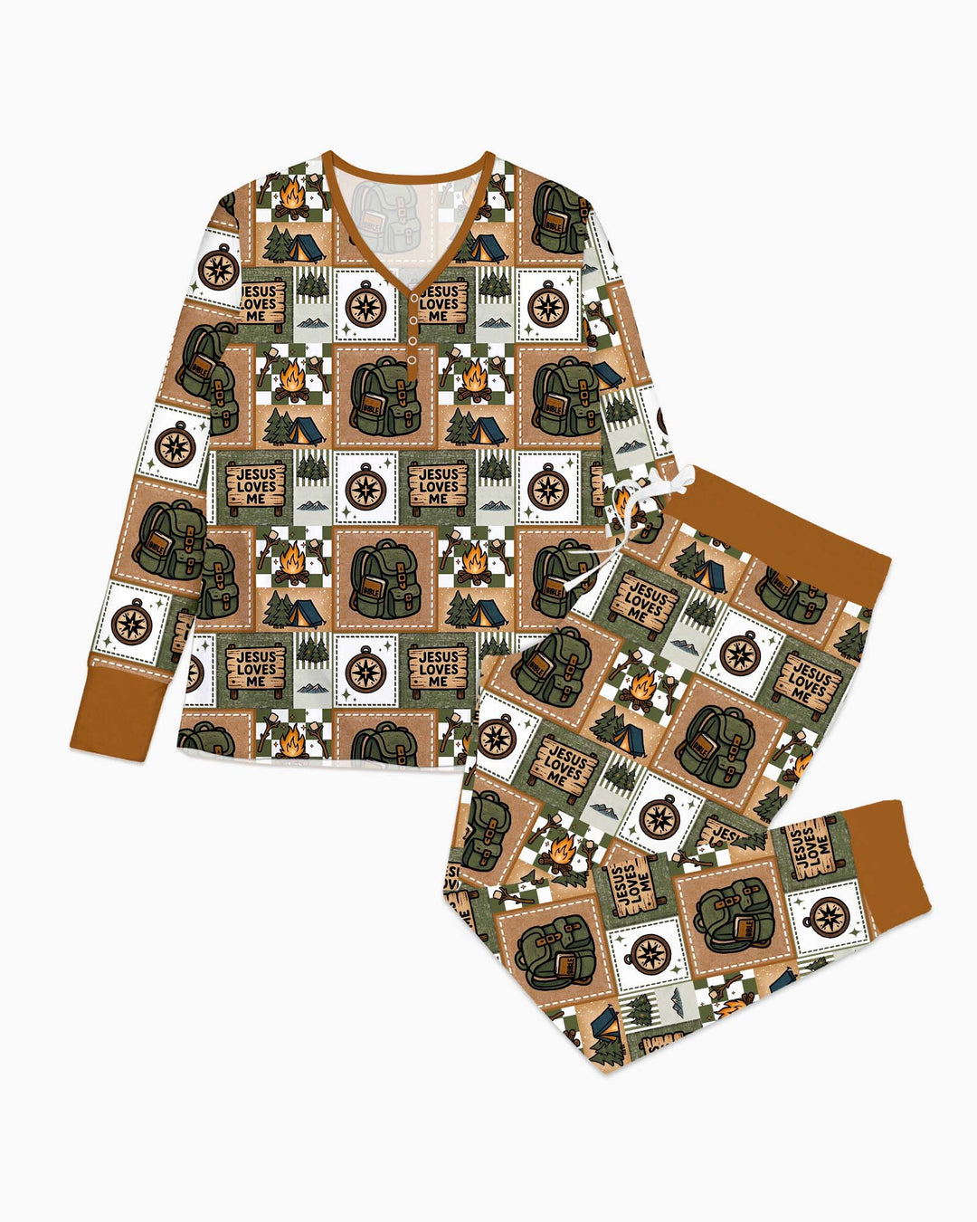 Camping Jesus Loves Me Bamboo Women Pajama Set
