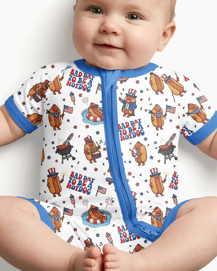 Hot Dog Patriotic Bamboo Shorty Zippy