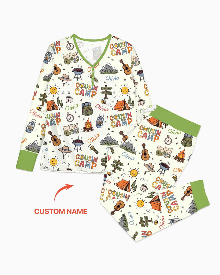 Plantilla de conjunto de pijama de mujer de bambú