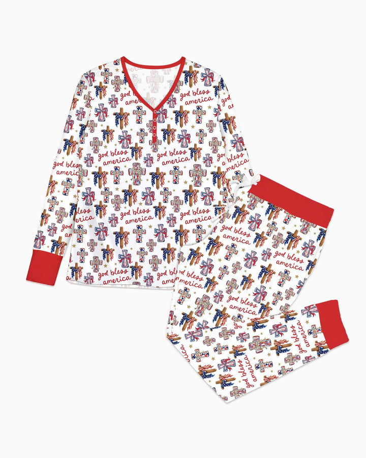 God Bless America Family Matching Bamboo Women Pajama Set