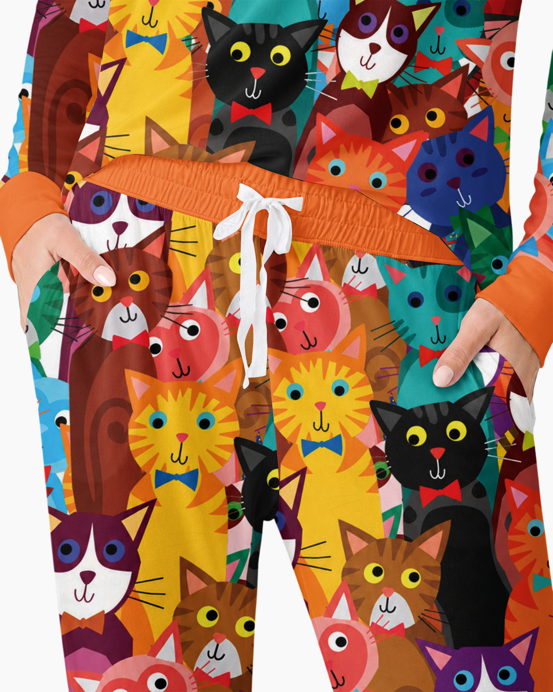 Colorful Cat Pattern Bamboo Women Pajama Set