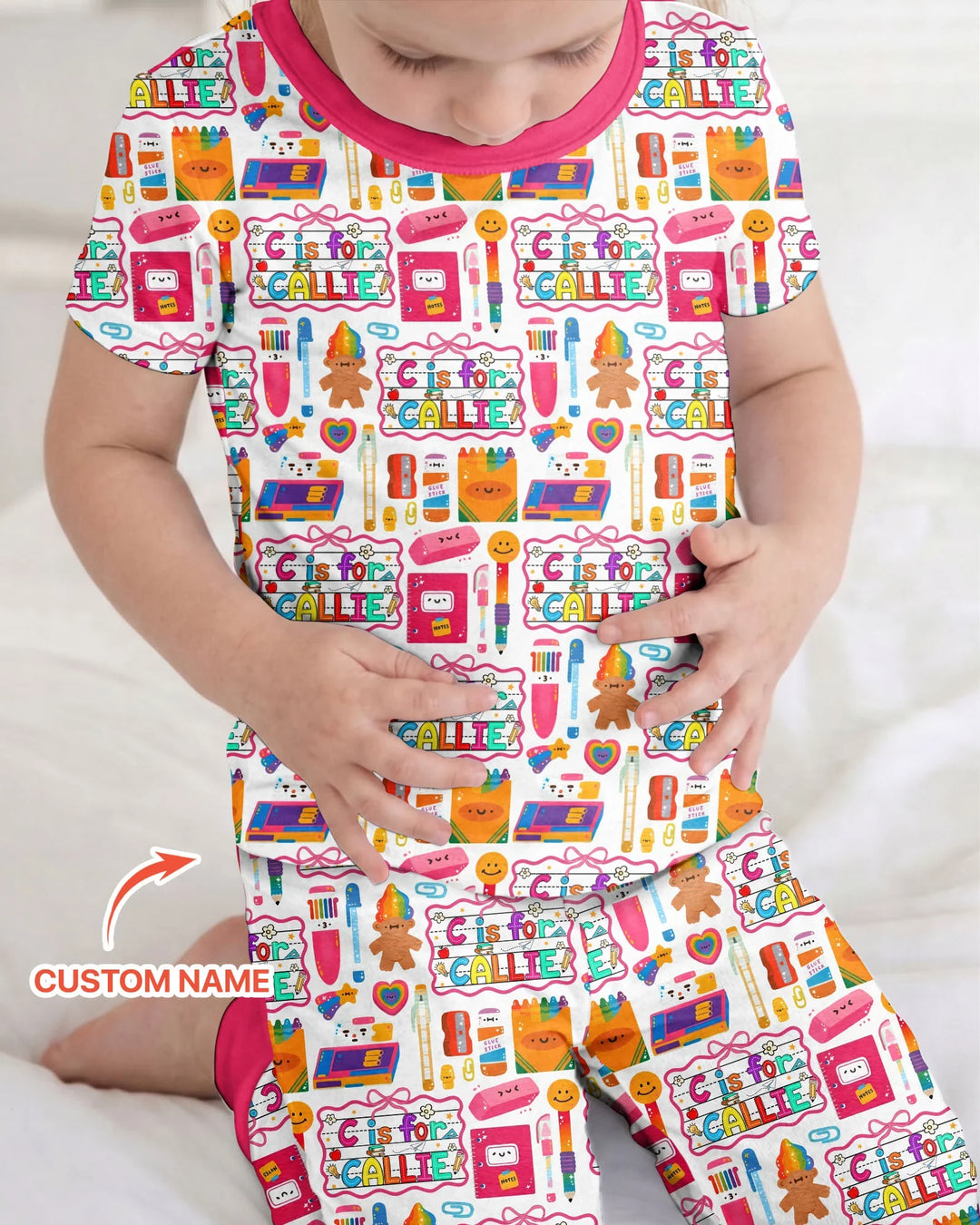 Custom Name Classroom Cuties Bamboo Two Piece Short Sleeve Pajama Set
