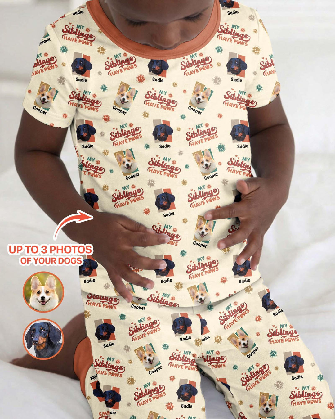 Custom Dog Photos "My Siblings Have Paws" Bamboo Two Piece Short Sleeve Pajama Set
