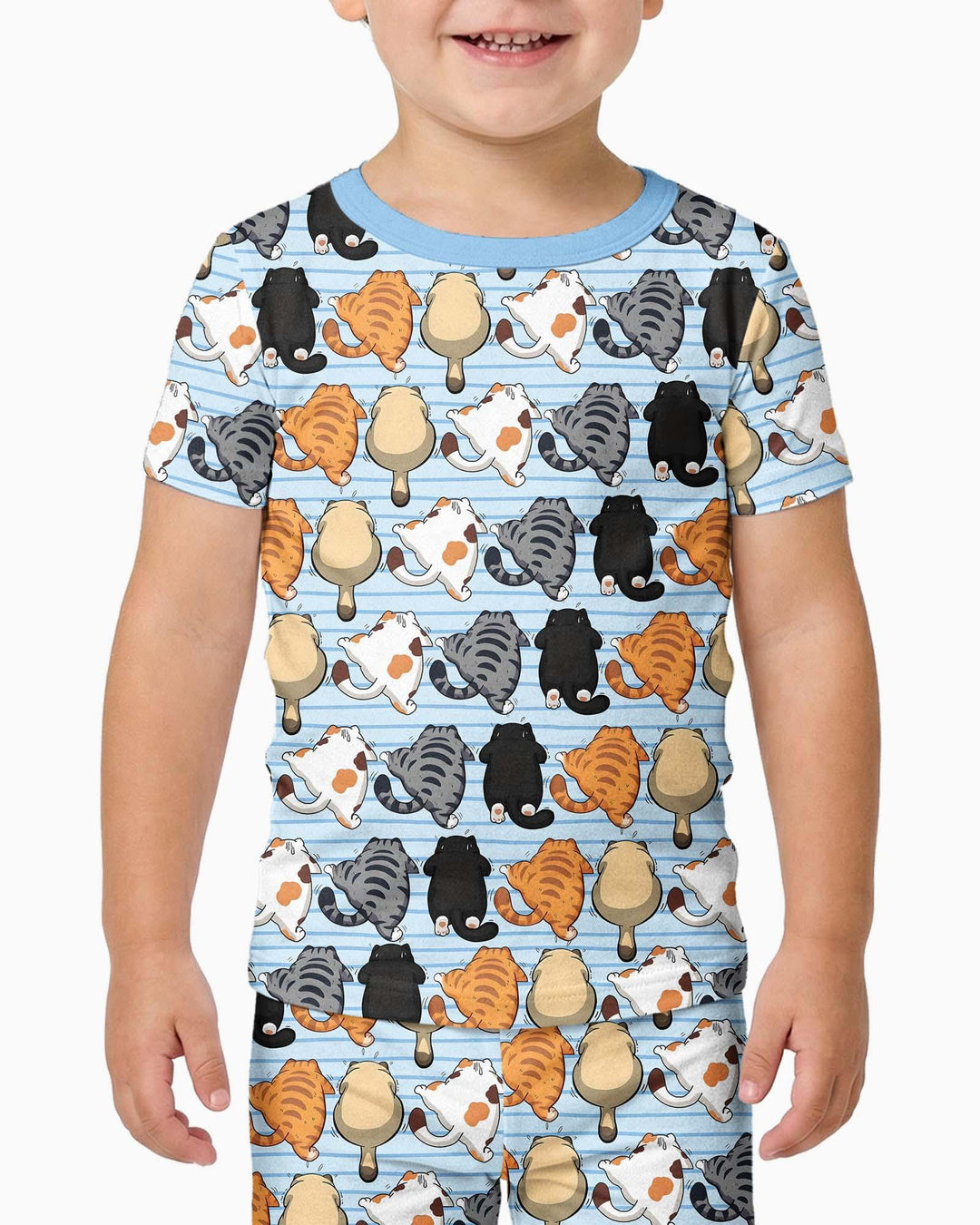 Funny Cat Butts Club Family Matching Bamboo Two Piece Short Sleeve Pajama Set