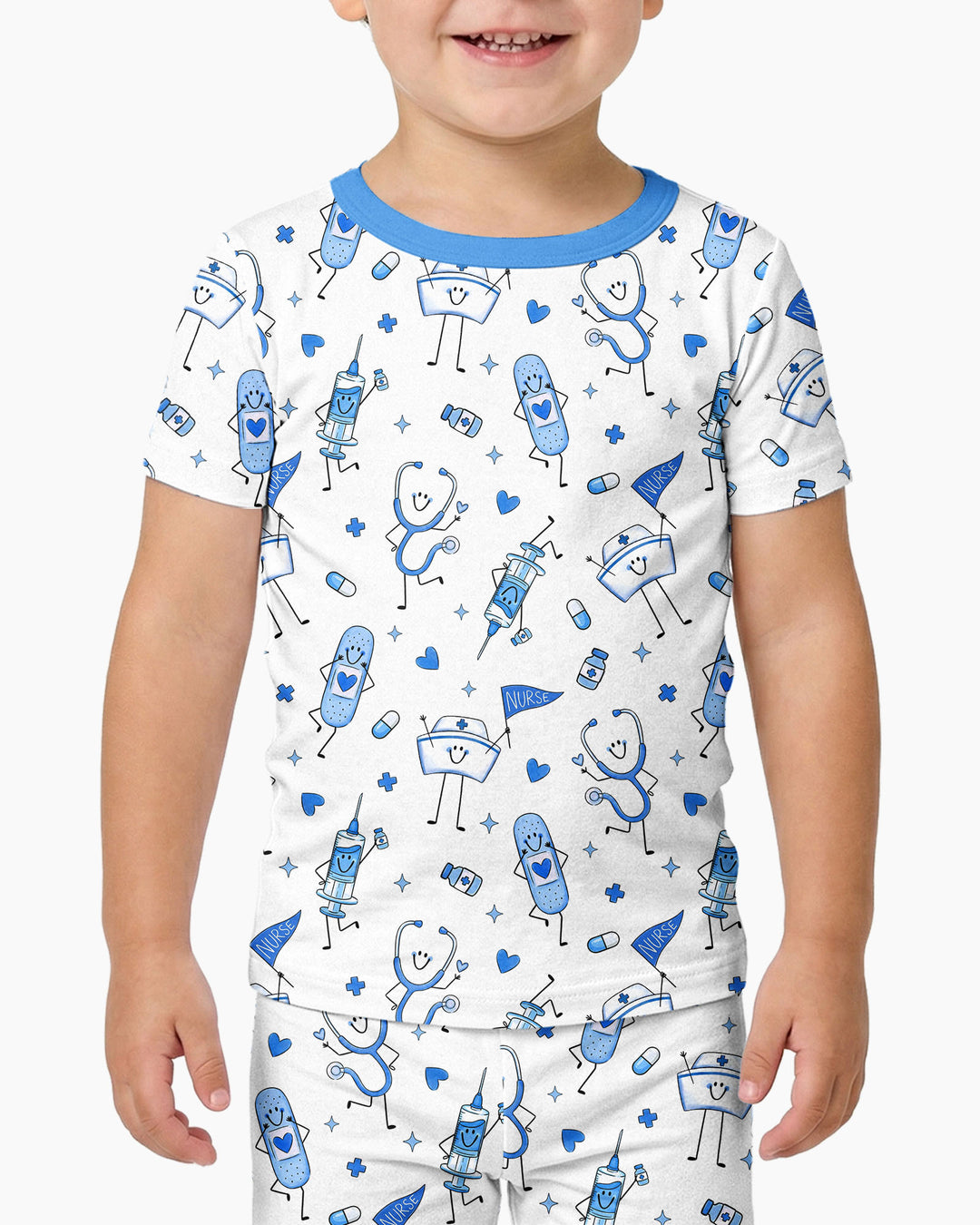 Cute Nurse Crew Bamboo Two Piece Short Sleeve Pajama Set
