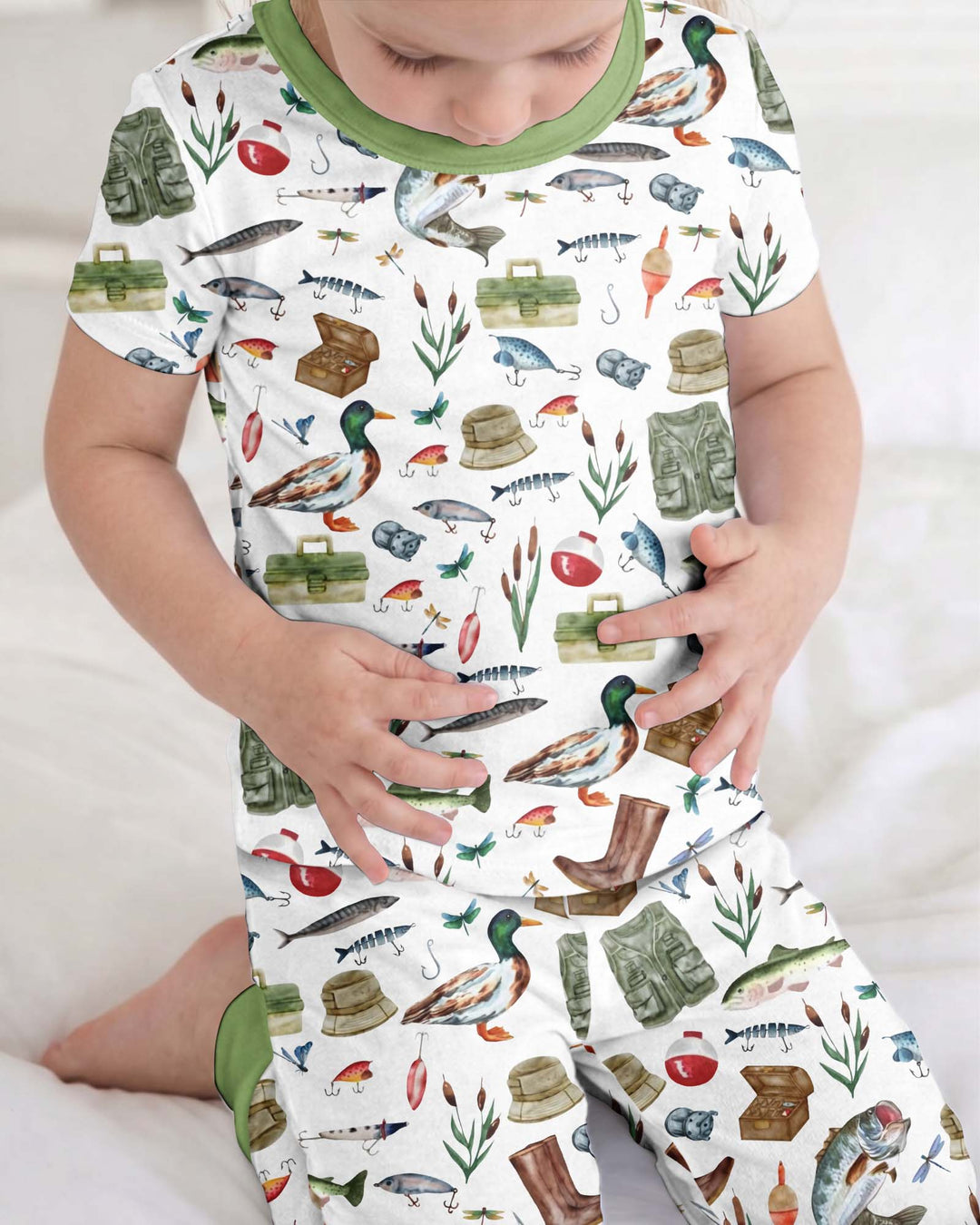 Daddy's Fishing Buddy Daddy& Me Matching Bamboo Two Piece Short Sleeve Pajama Set