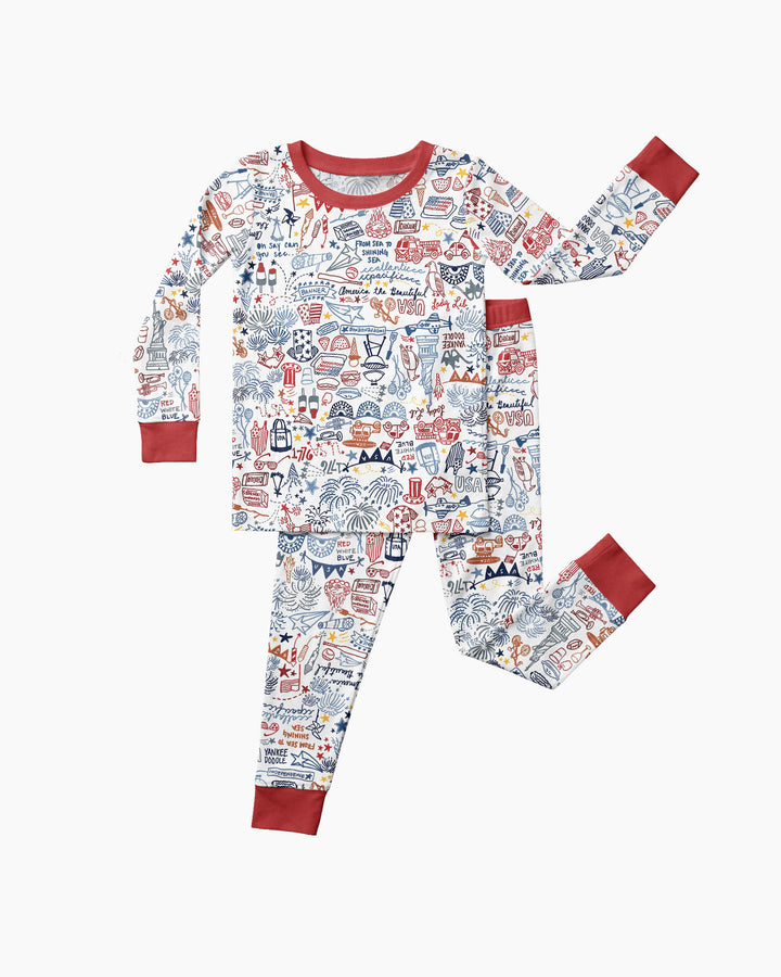 Liberty Doodle 250th Family Matching Bamboo Two Piece Long Sleeve Pajama Set