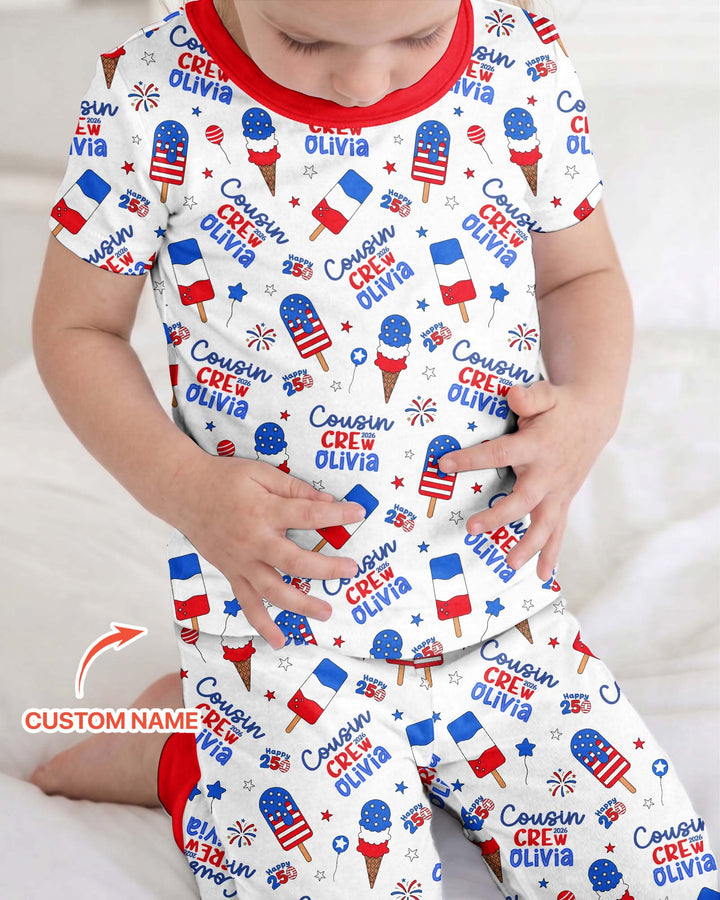 Conjunto de pijama de dos piezas de bambú de manga corta, plantilla personalizada
