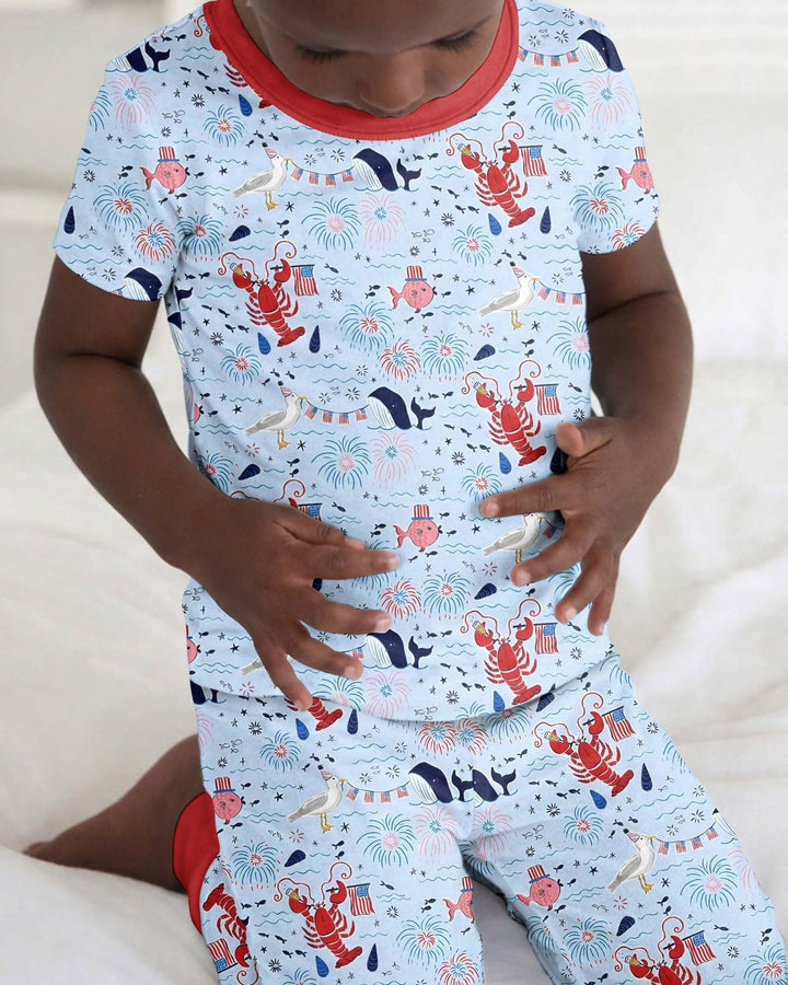 Zweiteiliges, kurzärmliges Pyjama-Set mit Marienkäfern