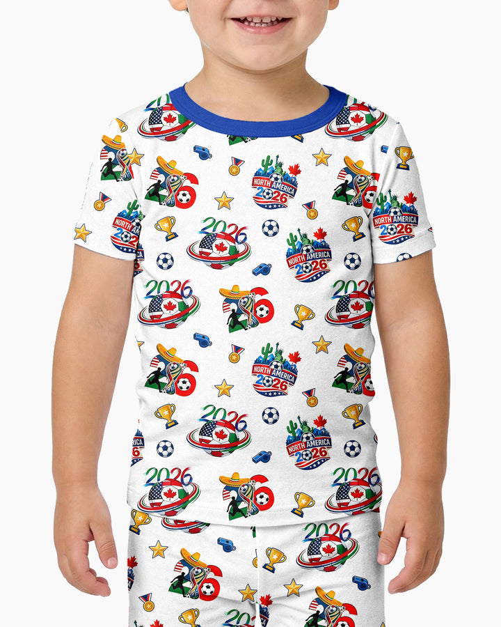 World Soccer North America 2026 Family Matching Bamboo Two Piece Short Sleeve Shorts Pajama Set