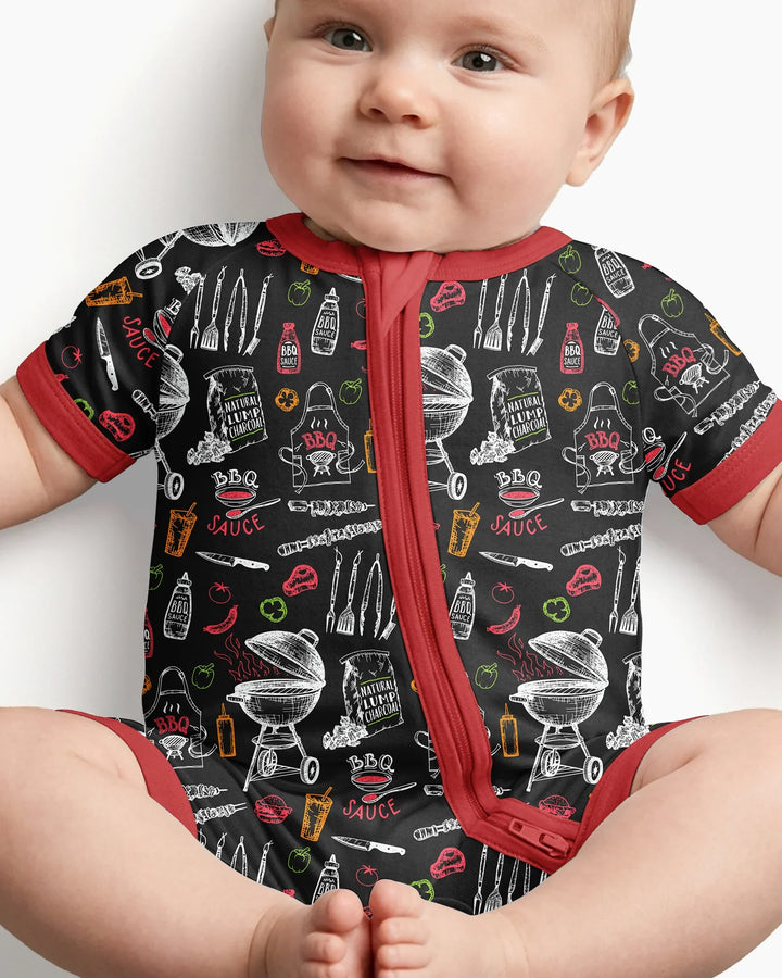 Backyard BBQ Party Family Matching Bamboo Shorty Zippy
