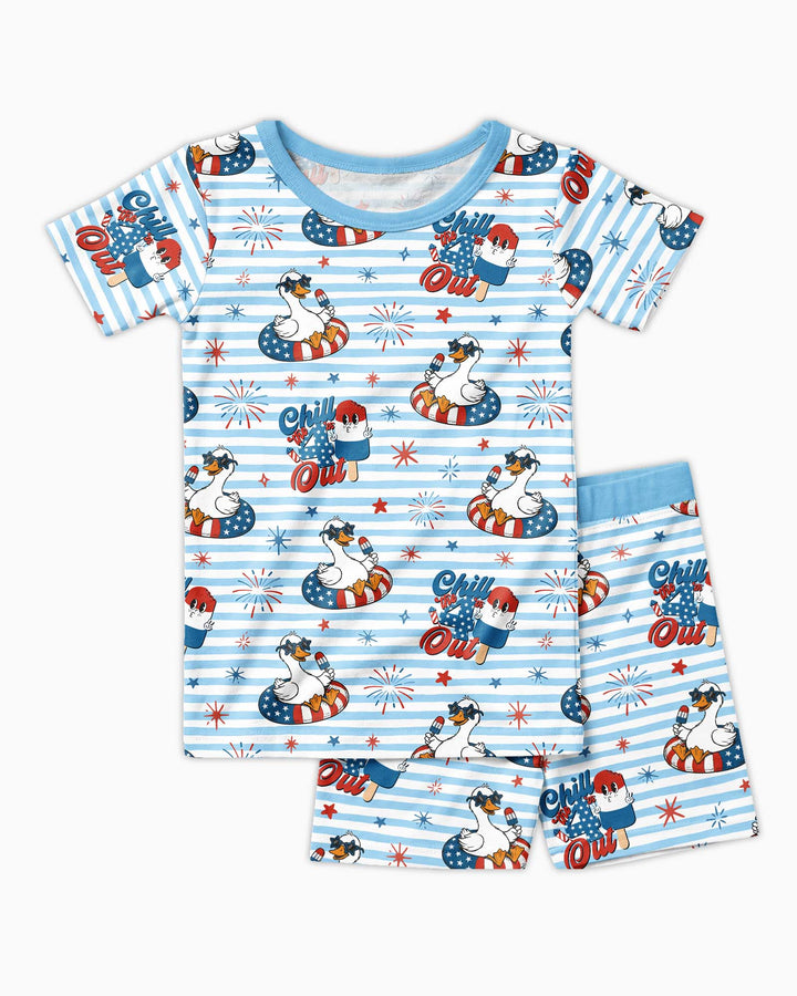 Conjunto de Pijama de Dos Piezas de Bambú con Mangas Cortas y Pantalones Cortos