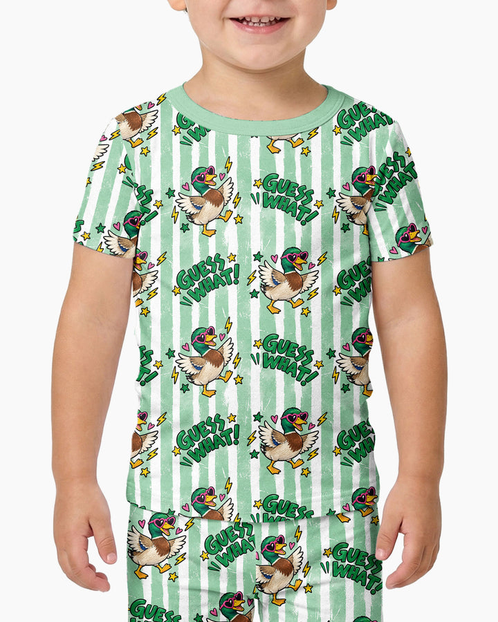 Guess What Mallard Butt Bamboo Two Piece Short Sleeve Shorts Pajama Set