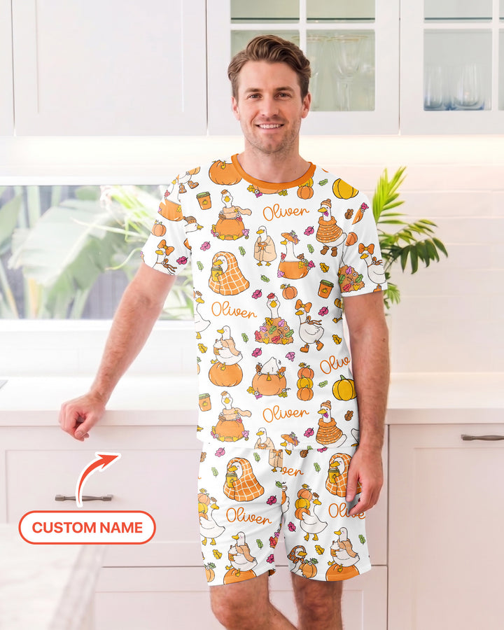 Fall Silly Goose Bamboo Men Short Sleeve Short Pajama Set