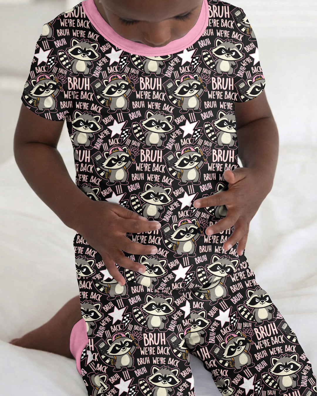 Conjunto de pijama de dos piezas de bambú con mangas cortas Hamsa Heart Guardians para la familia