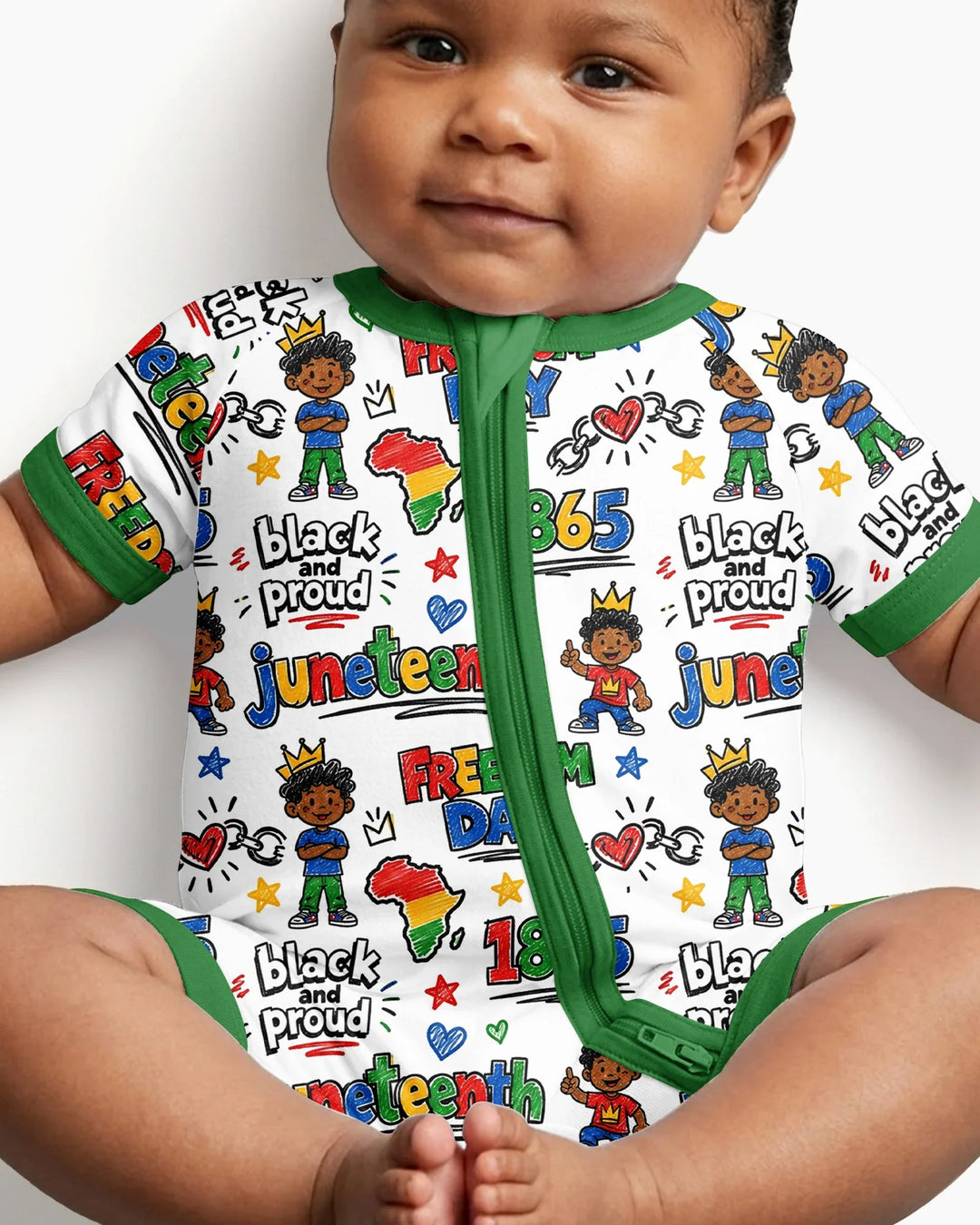 Juneteenth Black and Proud Bamboo Shorty Zippy