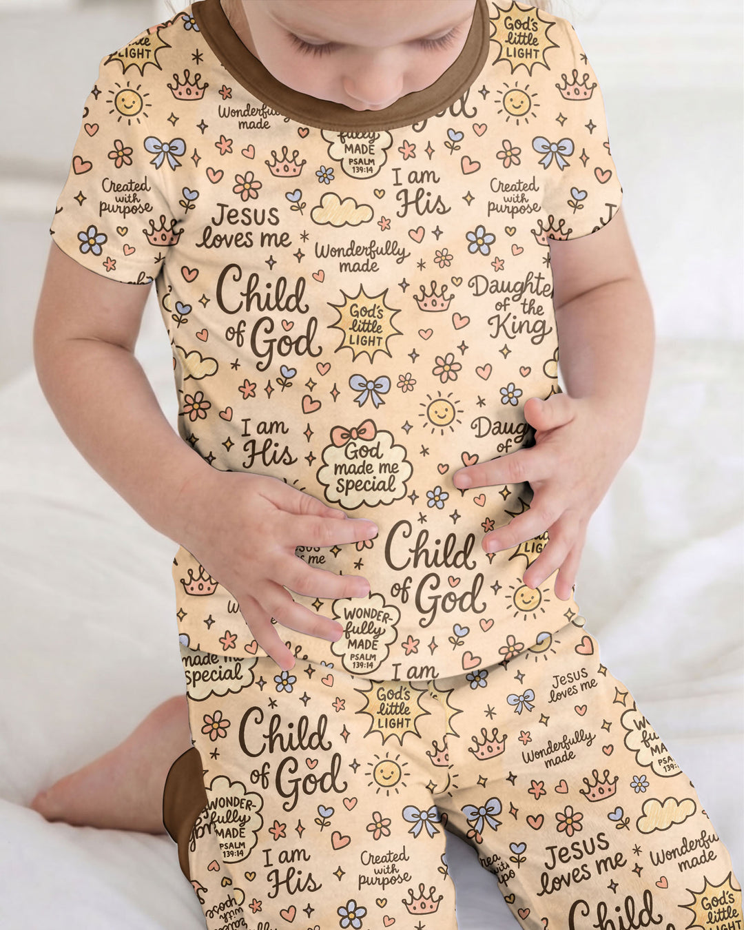 Child Of God Jesus Loves Me Bamboo Two Piece Short Sleeve Pajama Set