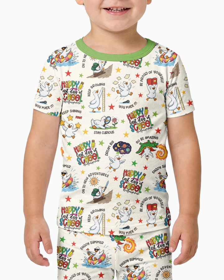 Silly Goose Happy Last Day of School Bamboo Two Piece Short Sleeve Pajama Set