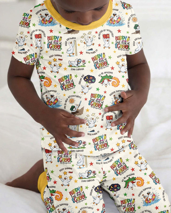 Silly Goose Happy Last Day of School Bamboo Two Piece Short Sleeve Pajama Set