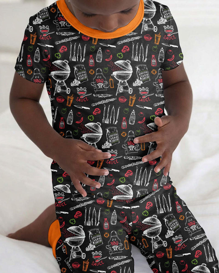 Backyard BBQ Party Family Matching Bamboo Two Piece Short Sleeve Pajama Set