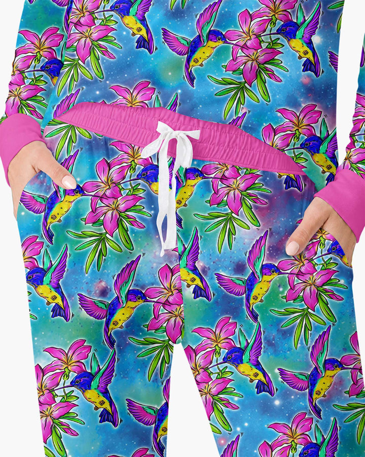 Floral Hummingbird Bamboo Women Pajama Set