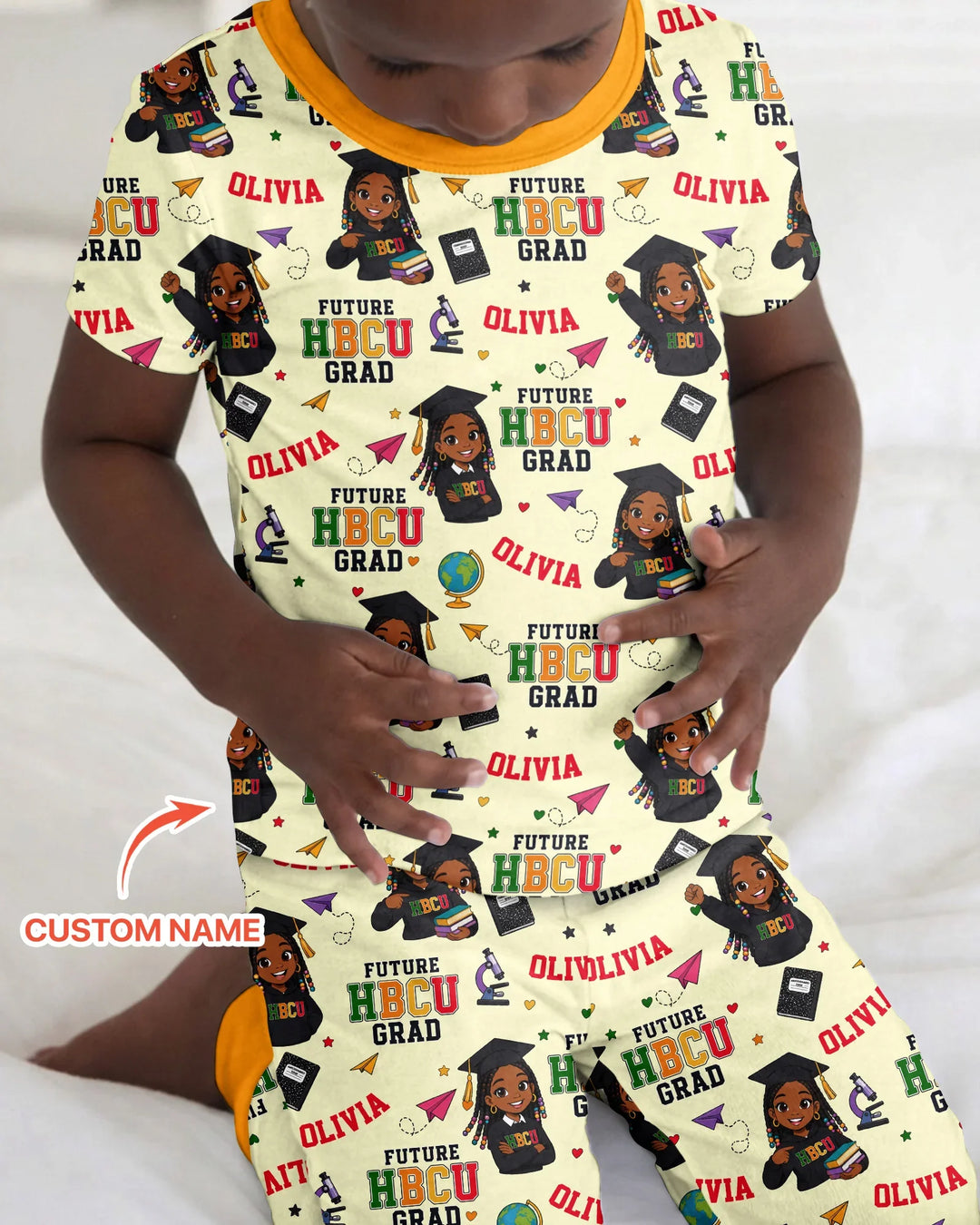 Custom Name Future HBCU Grad Bamboo Two Piece Short Sleeve Pajama Set