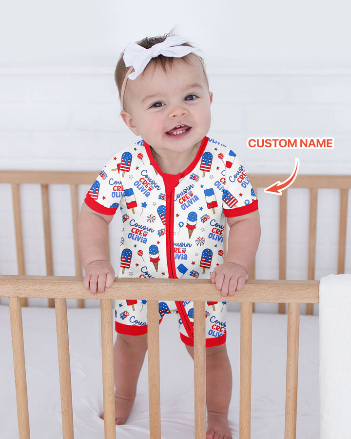 Plantilla PERSONALIZADA de Bambú Pijama Corto con Cremallera