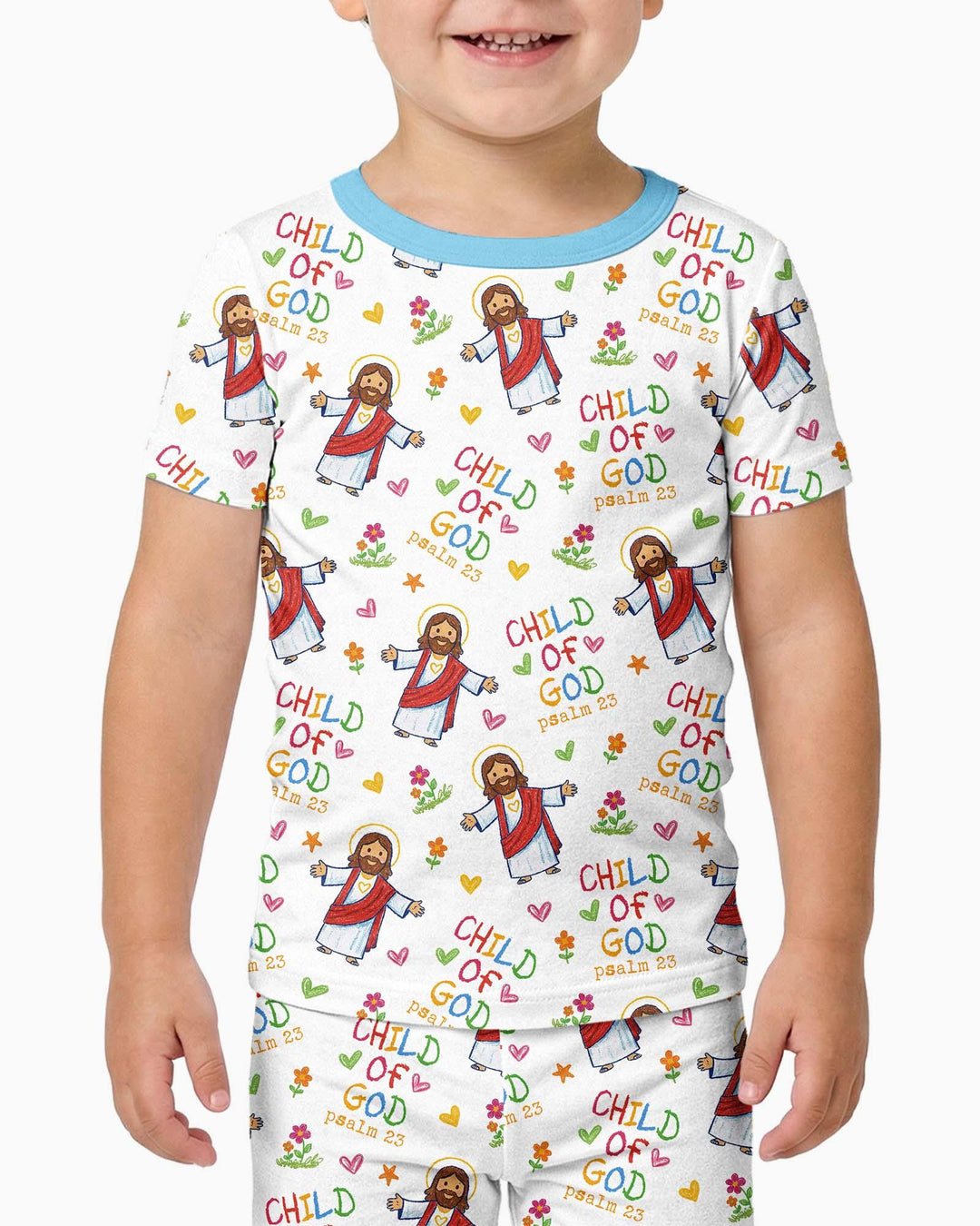 Jesus Loves Me Bamboo Two Piece Short Sleeve Pajama Set