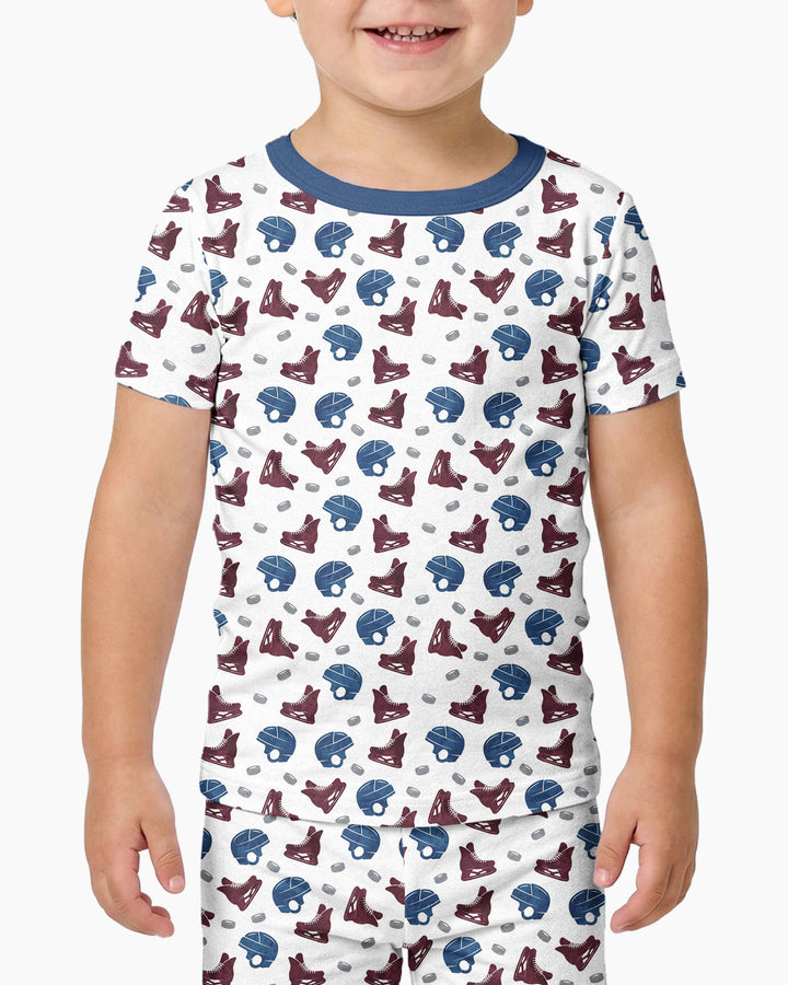 Hockey - Pucks & Gear Bamboo Two Piece Short Sleeve Pajama Set
