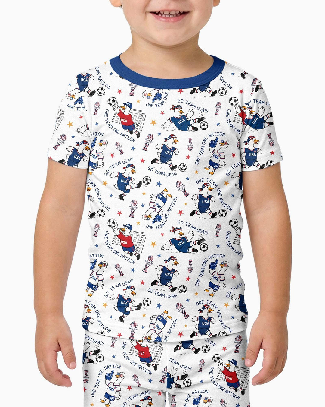 USA Soccer Goose Family Matching Bamboo Two Piece Short Sleeve Pajama Set