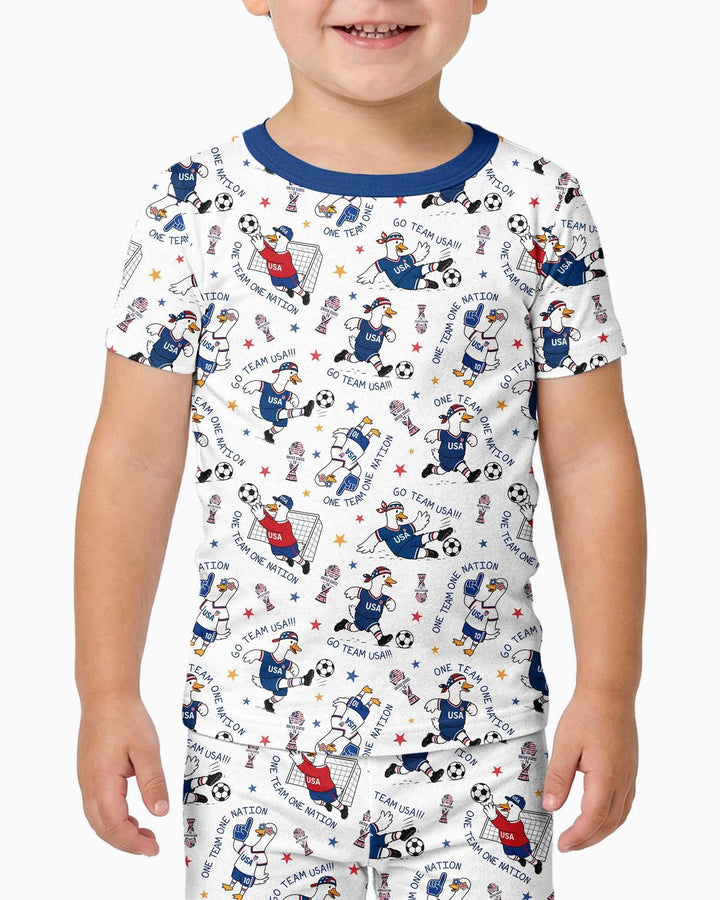 USA Soccer Goose Family Matching Bamboo Two Piece Short Sleeve Pajama Set
